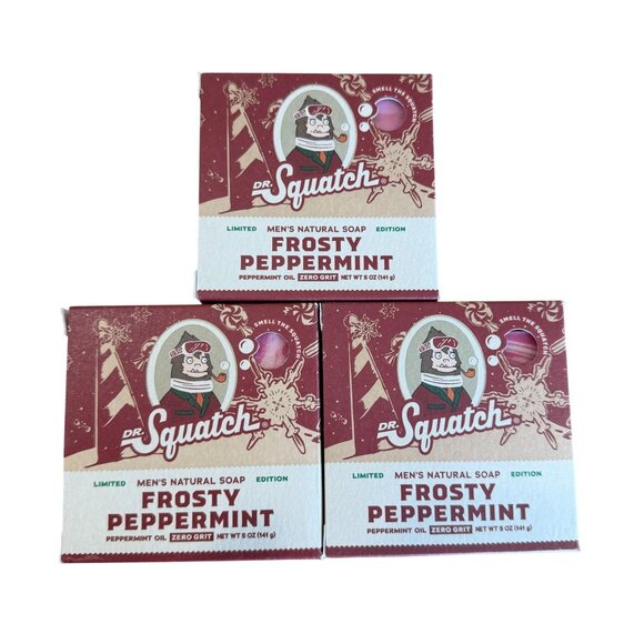 Dr. Squatch Other - Dr. Squatch Frosty Peppermint Bar Soap 3 Pack Limited Edition Zero Grit Mens